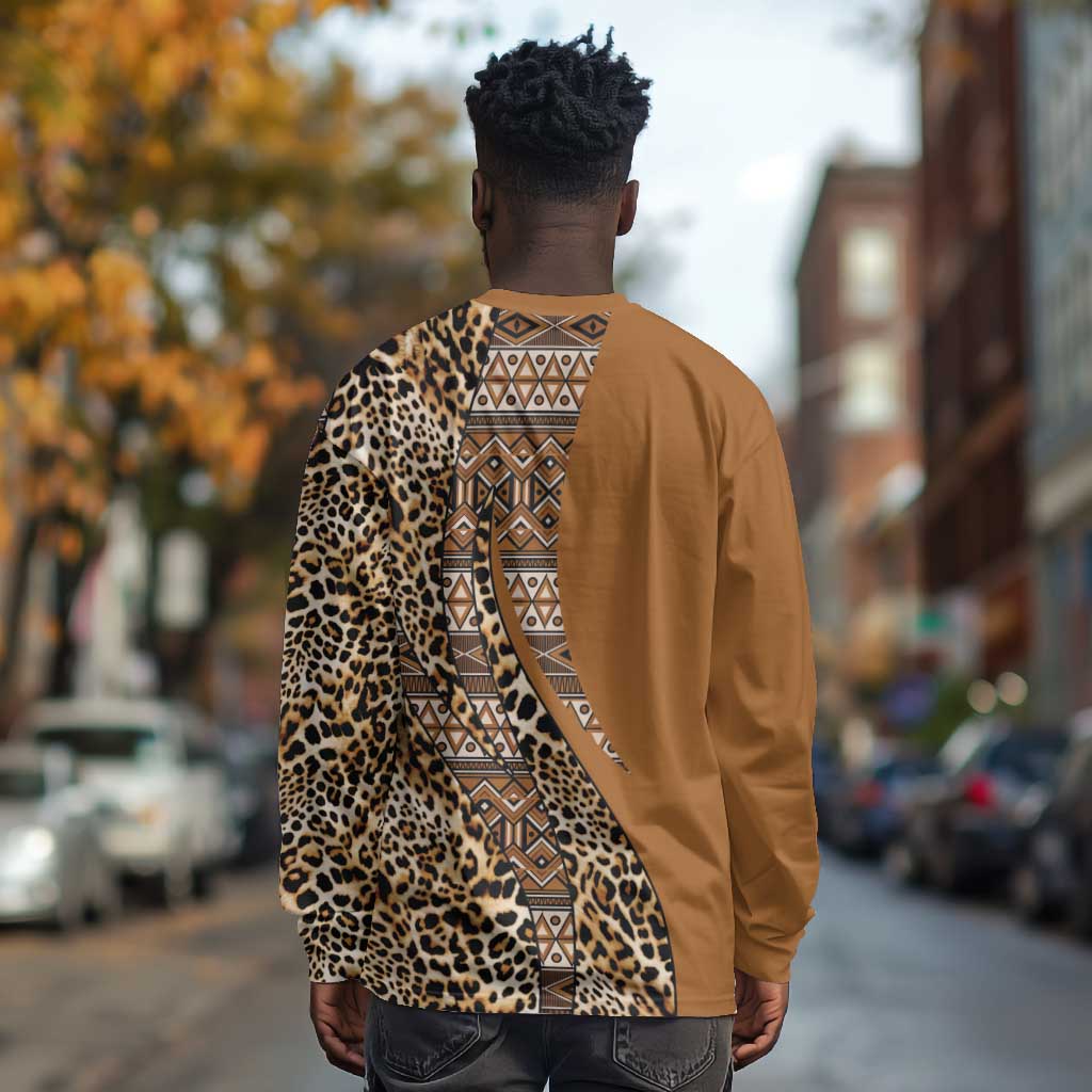 Afro Leopard Mix Native Tribal Pattern Long Sleeve Shirt LT9