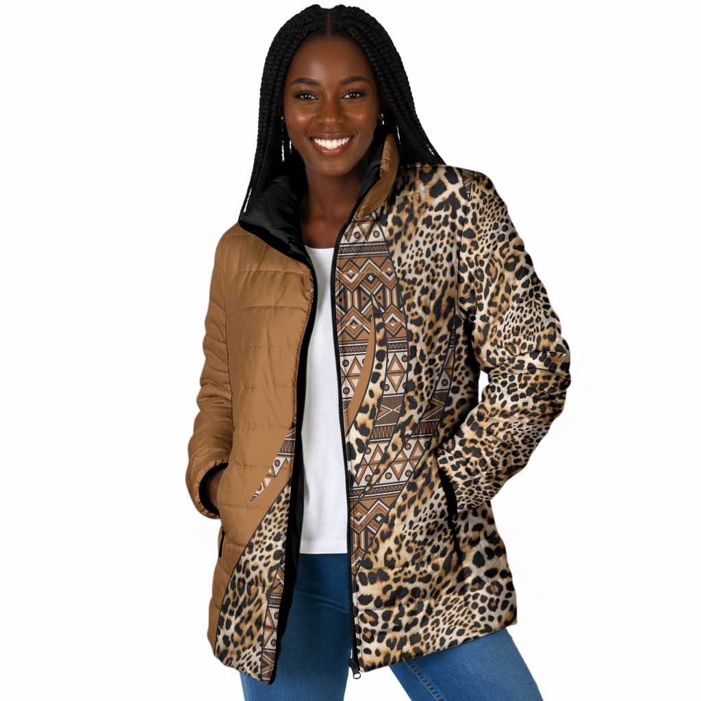Africa Leopard Mix Native Tribal Pattern Padded Jacket
