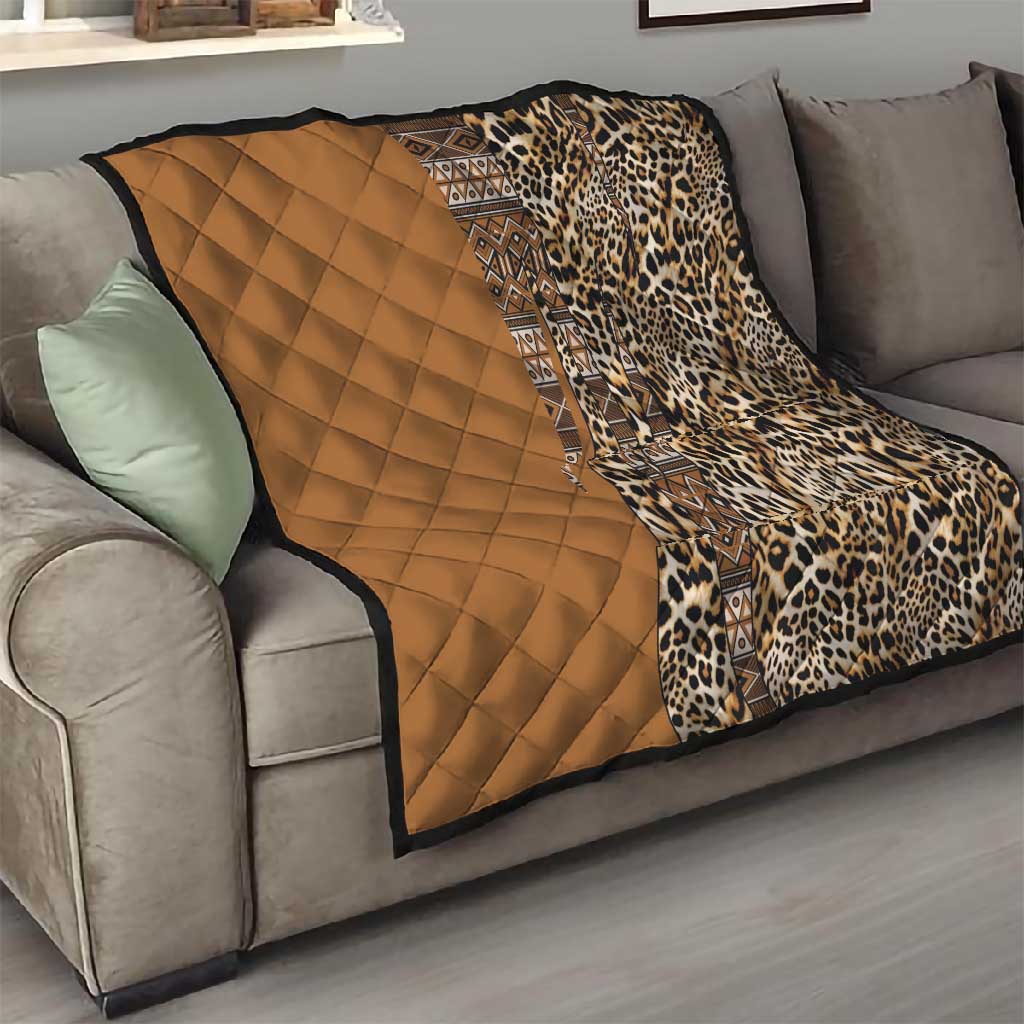 Afro Leopard Mix Native Tribal Pattern Quilt