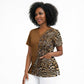 Africa Leopard Mix Native Tribal Pattern Scrub Top