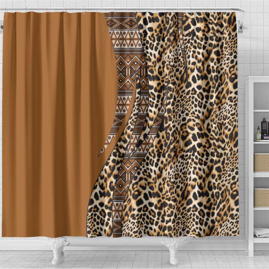 Afro Leopard Mix Native Tribal Pattern Shower Curtain