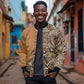 Afro Leopard Mix Native Tribal Pattern Sleeve Zip Bomber Jacket