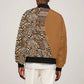 Afro Leopard Mix Native Tribal Pattern Sleeve Zip Bomber Jacket