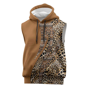 Afro Leopard Mix Native Tribal Pattern Sleeveless Hoodie - African Pride
