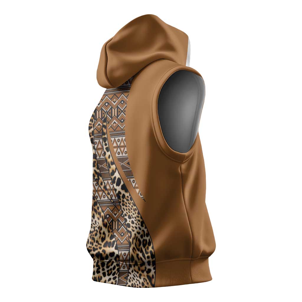 Afro Leopard Mix Native Tribal Pattern Sleeveless Hoodie - African Pride