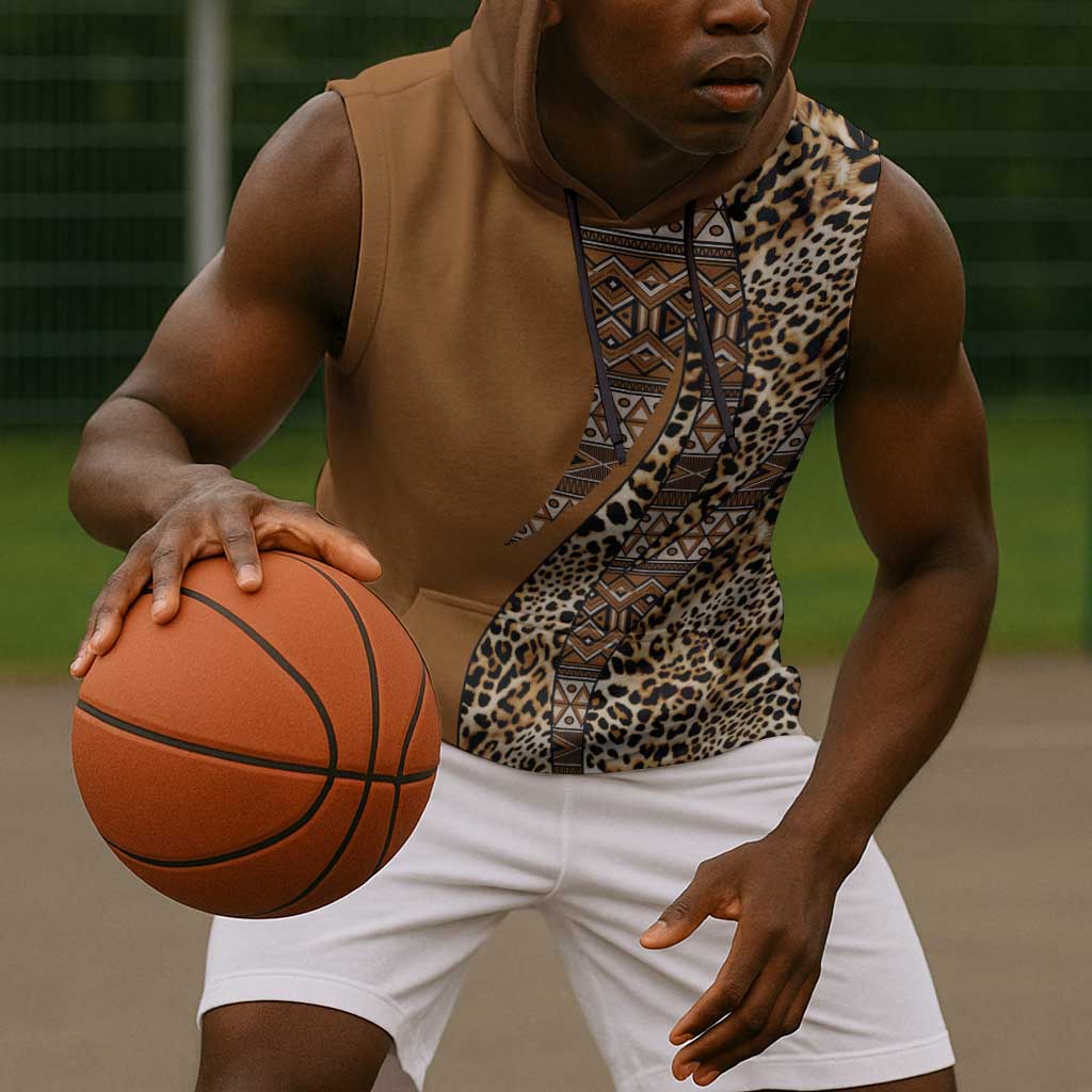 Afro Leopard Mix Native Tribal Pattern Sleeveless Hoodie - African Pride