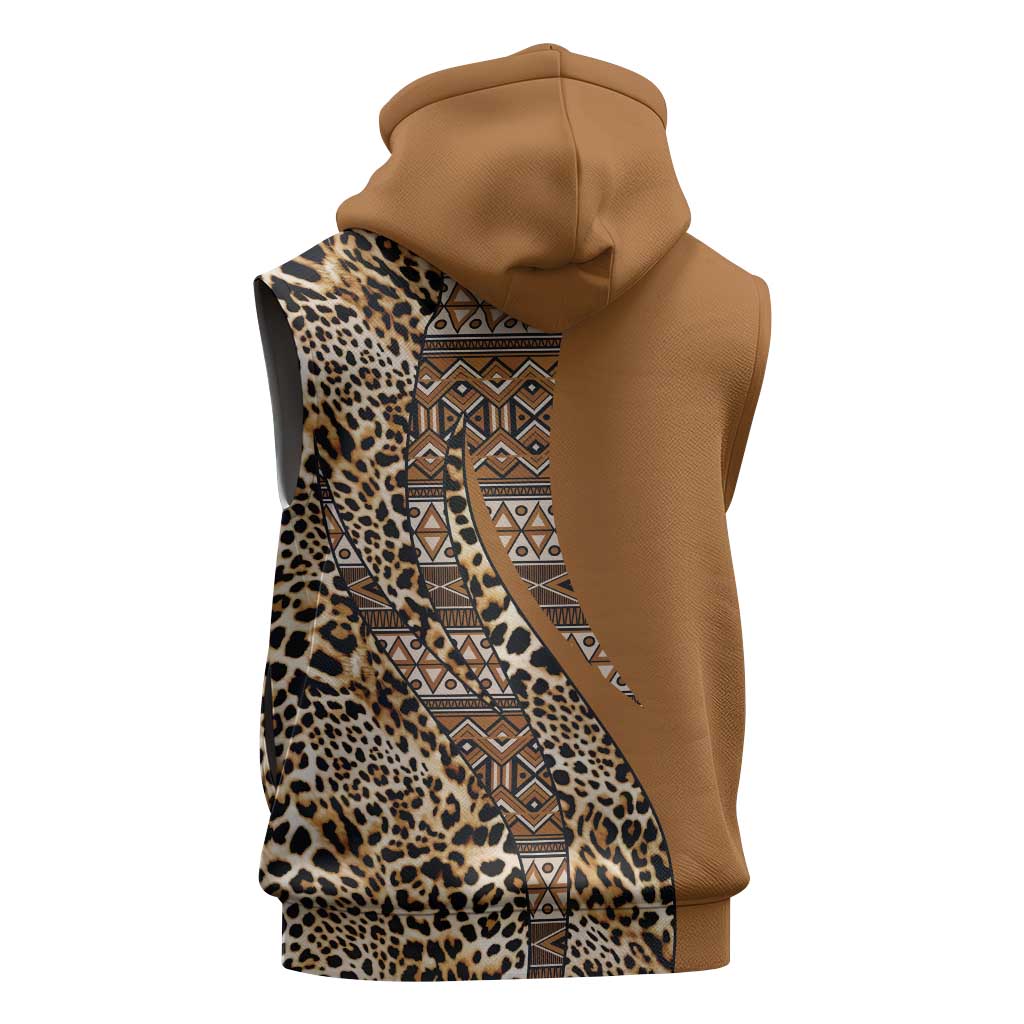 Afro Leopard Mix Native Tribal Pattern Sleeveless Zip Hoodie - African Pride