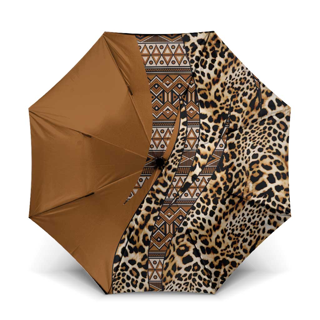 Africa Leopard Mix Native Tribal Pattern Umbrella
