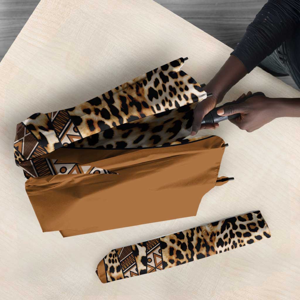 Africa Leopard Mix Native Tribal Pattern Umbrella