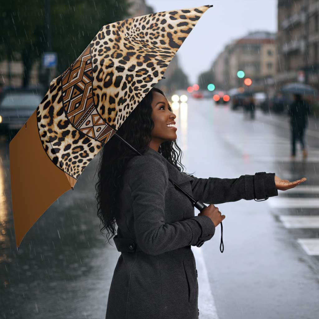 Africa Leopard Mix Native Tribal Pattern Umbrella