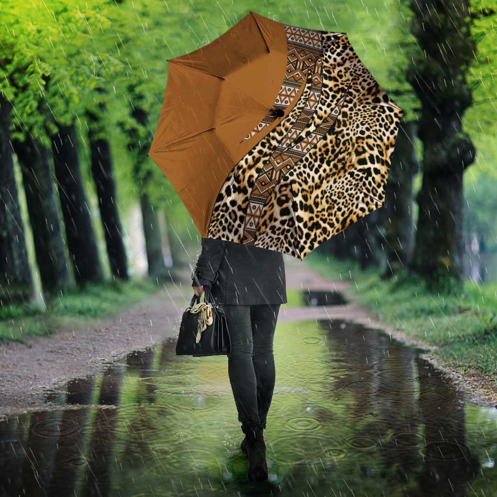 Africa Leopard Mix Native Tribal Pattern Umbrella
