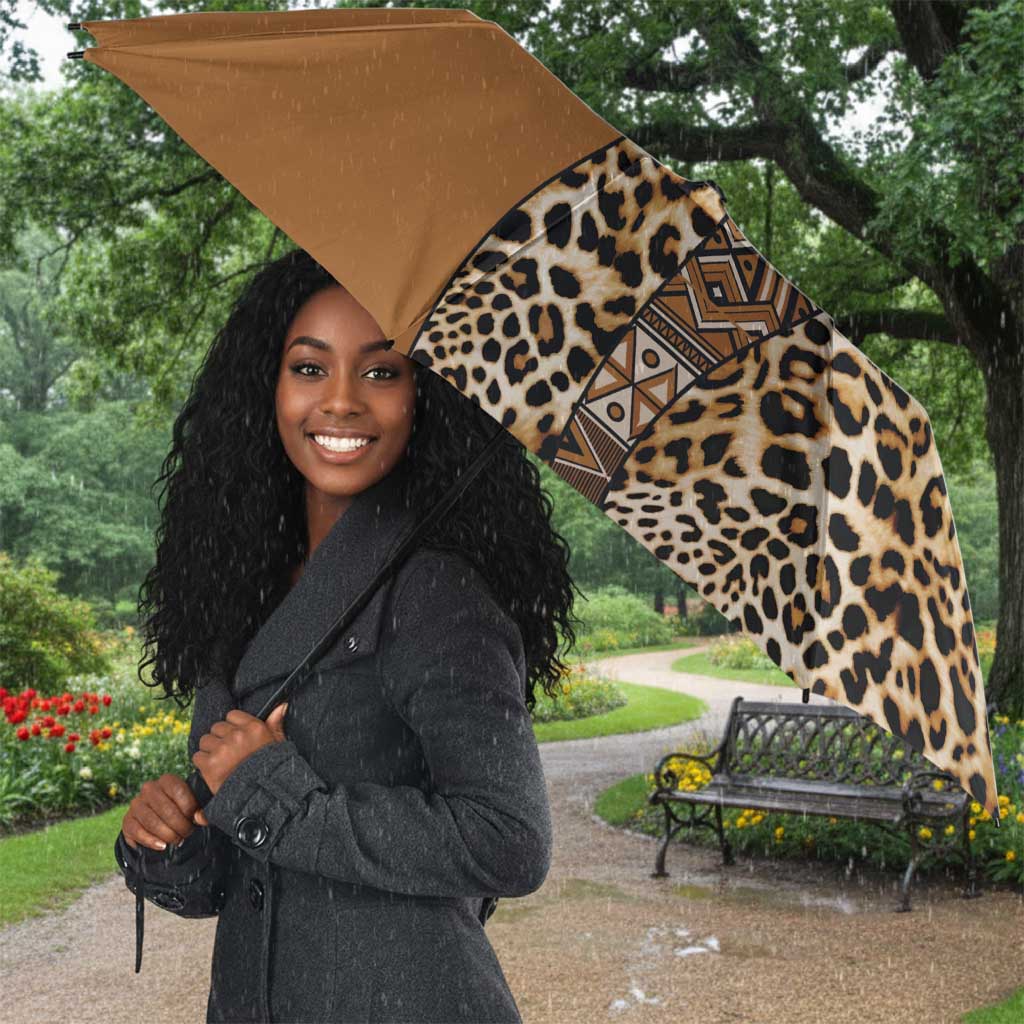 Africa Leopard Mix Native Tribal Pattern Umbrella