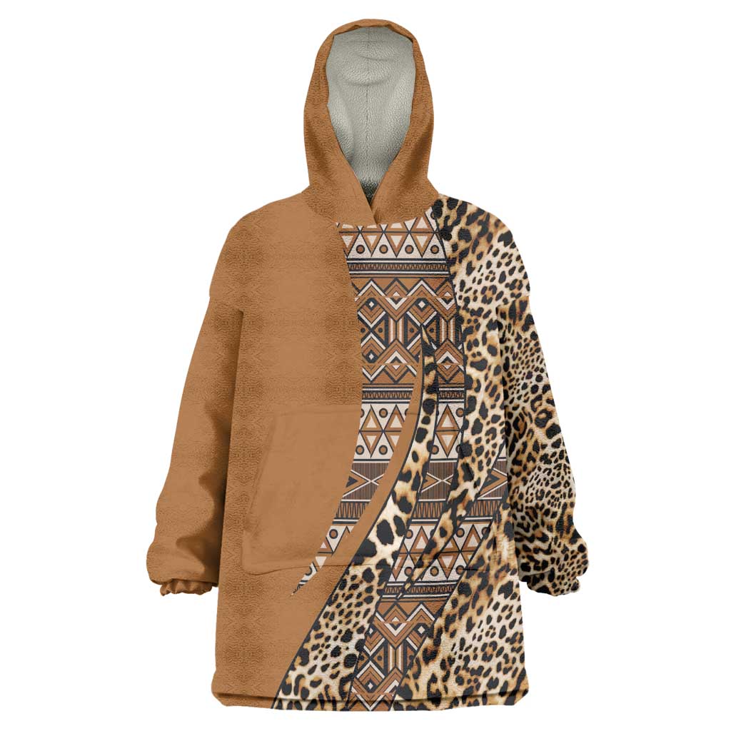 Afro Leopard Mix Native Tribal Pattern Wearable Blanket Hoodie