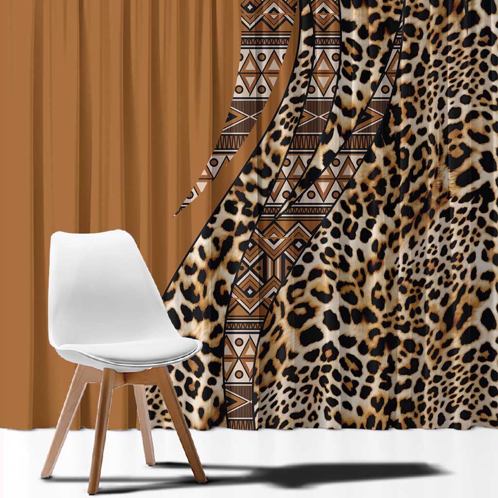Afro Leopard Mix Native Tribal Pattern Window Curtain