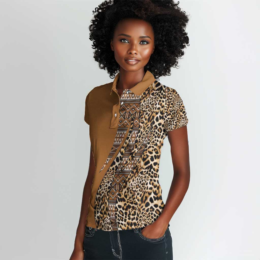 Afro Leopard Mix Native Tribal Pattern Women Polo Shirt