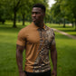 Africa Leopard Mix Native Tribal Pattern Zipper Polo Shirt