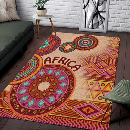 Afro Tribal Traditional Pattern Area Rug Beige Motif