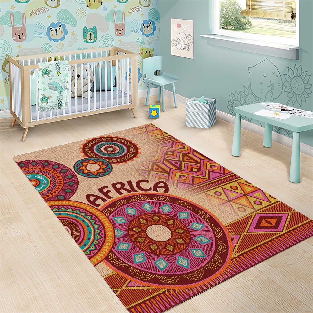 Afro Tribal Traditional Pattern Area Rug Beige Motif