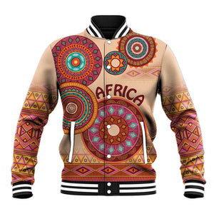Afro Tribal Traditional Pattern Baseball Jacket Beige Motif LT9