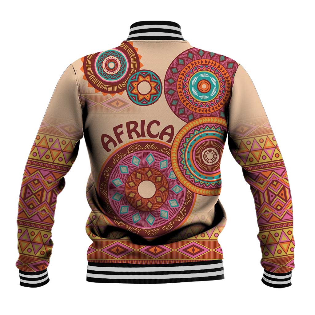 Afro Tribal Traditional Pattern Baseball Jacket Beige Motif LT9