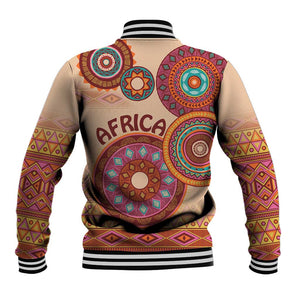 Afro Tribal Traditional Pattern Baseball Jacket Beige Motif LT9