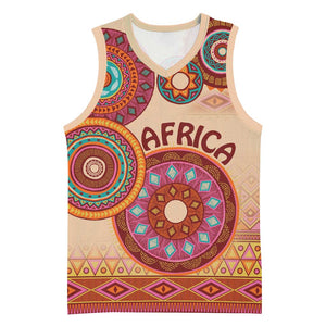 Afro Tribal Traditional Pattern Basketball Jersey Beige Motif - African Pride