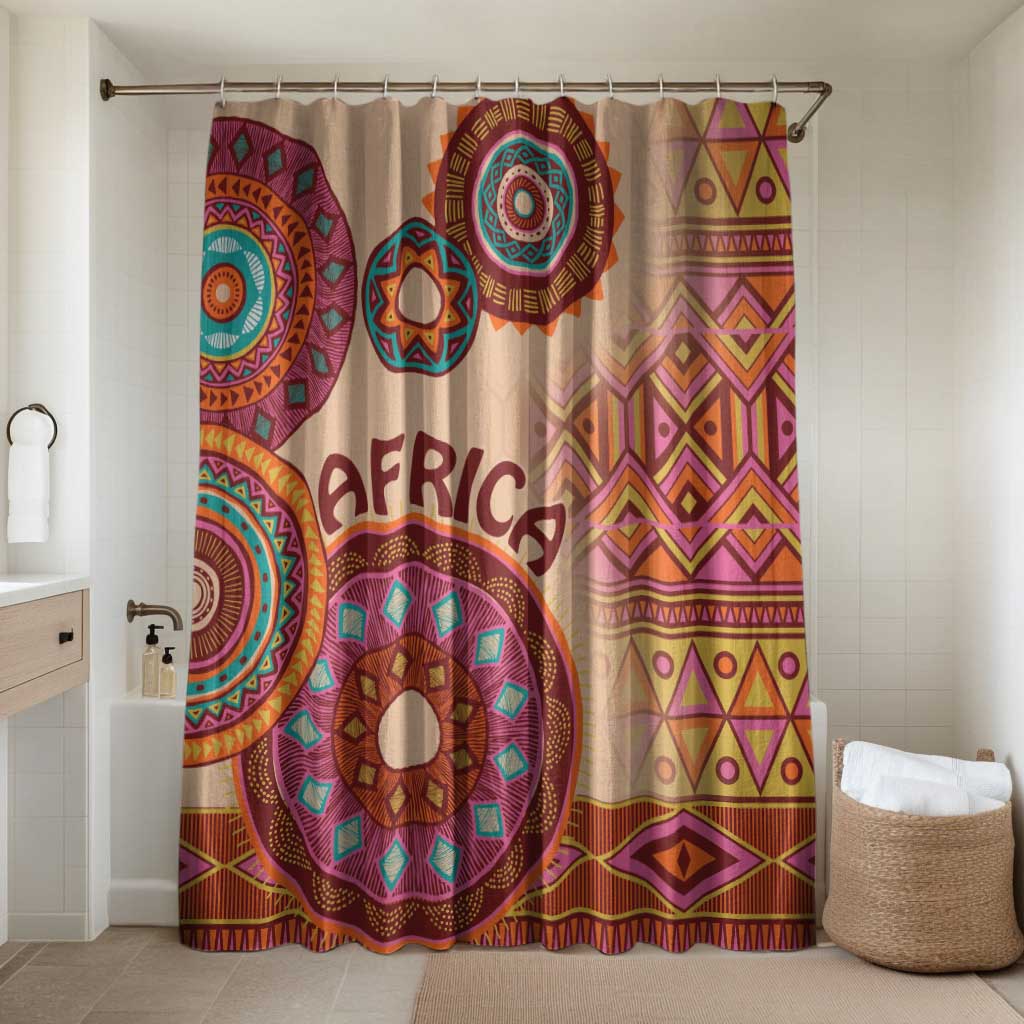 Africa Tribal Traditional Pattern Bathroom Set Beige Motif