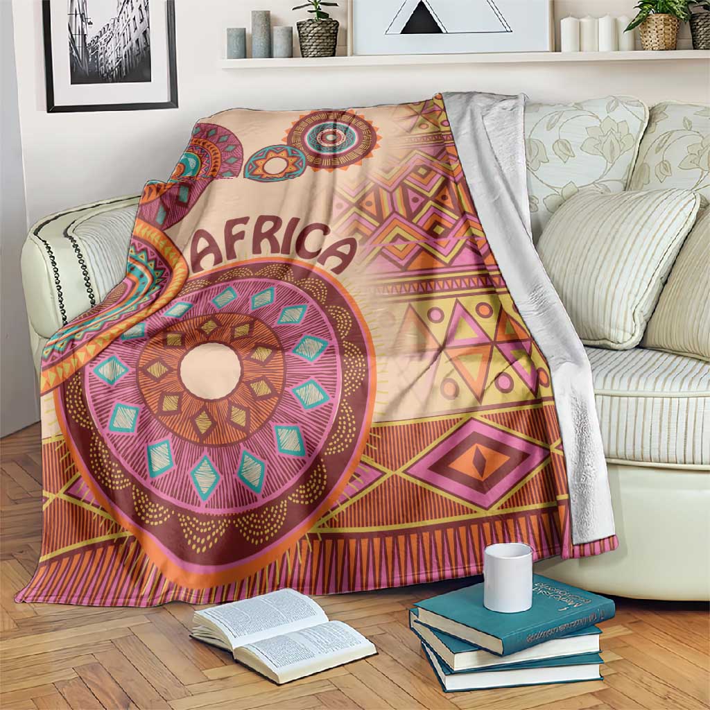 Afro Tribal Traditional Pattern Blanket Beige Motif