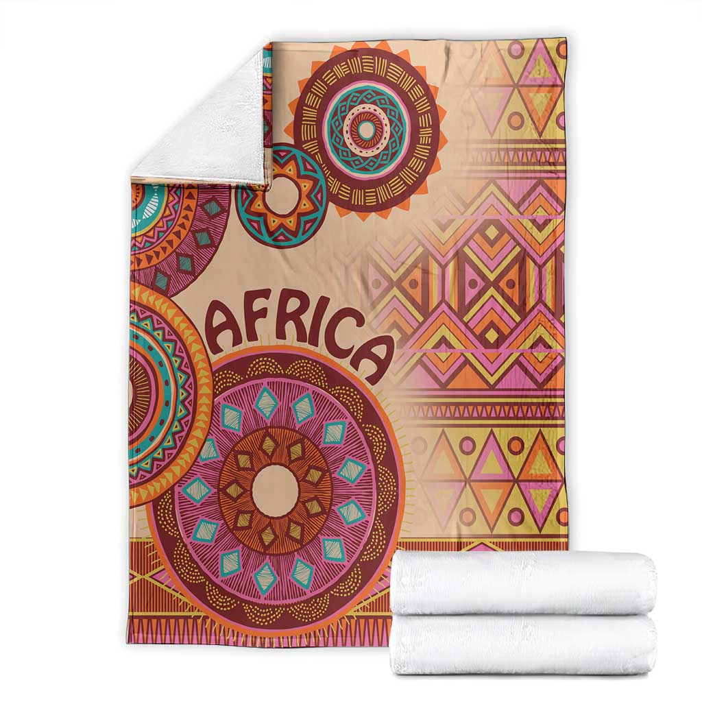 Afro Tribal Traditional Pattern Blanket Beige Motif