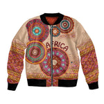 Afro Tribal Traditional Pattern Bomber Jacket Beige Motif