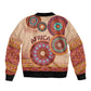 Afro Tribal Traditional Pattern Bomber Jacket Beige Motif