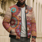 Africa Tribal Traditional Pattern Bomber Puffer Jacket Beige Motif