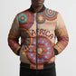Africa Tribal Traditional Pattern Bomber Puffer Jacket Beige Motif