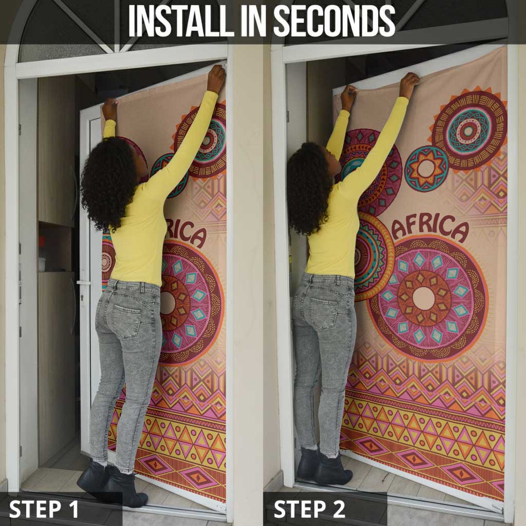 Africa Tribal Traditional Pattern Door Cover Beige Motif