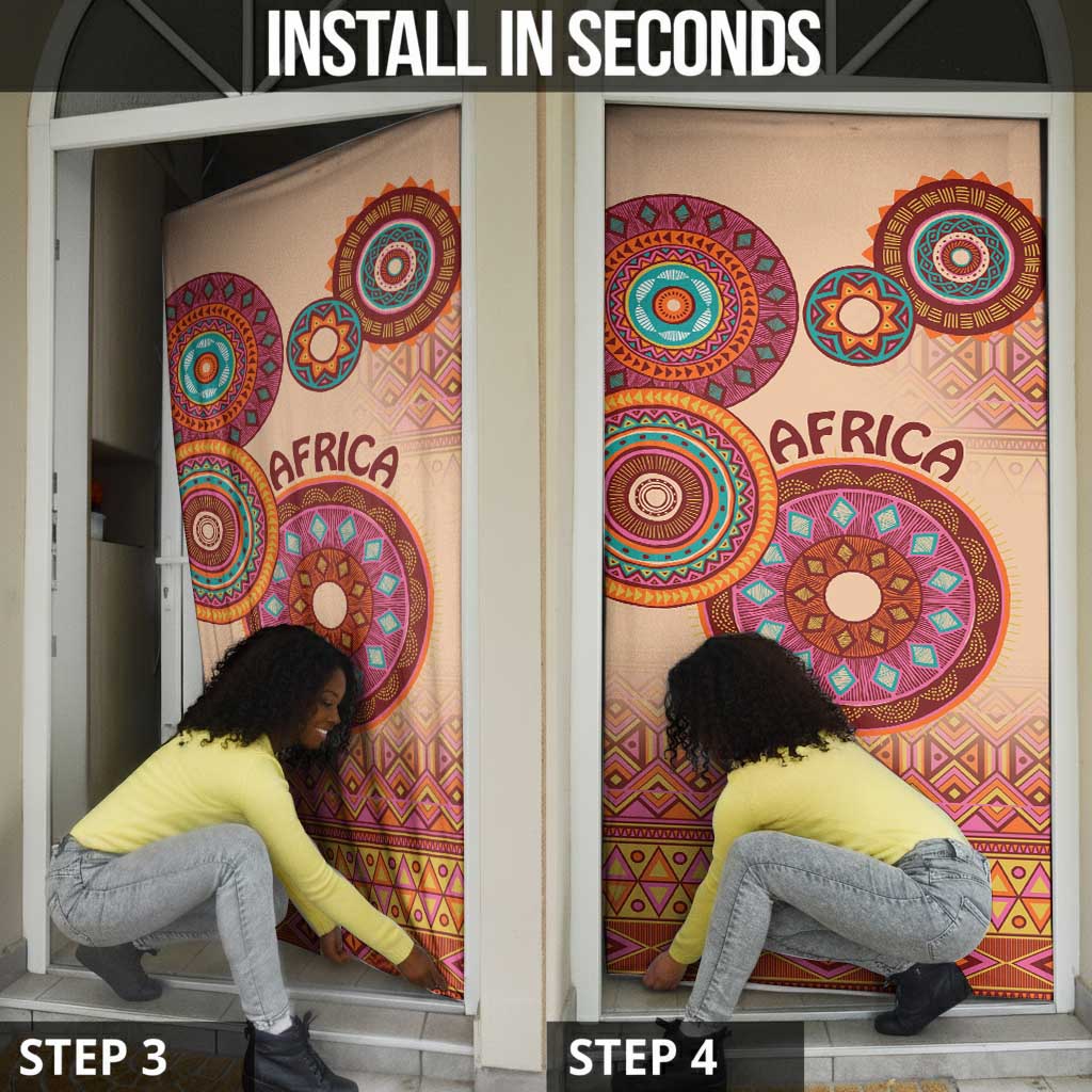 Africa Tribal Traditional Pattern Door Cover Beige Motif