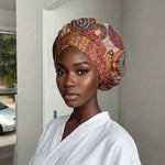 Africa Tribal Traditional Pattern Easy Headwrap Beige Motif