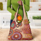 Afro Tribal Traditional Pattern Grocery Bag Beige Motif