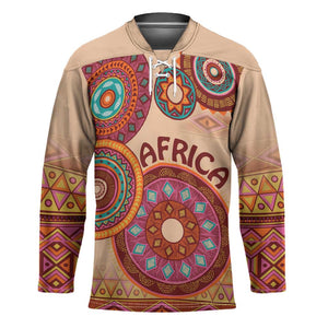 Africa Tribal Traditional Pattern Hockey Jersey Beige Motif