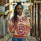 Afro Tribal Traditional Pattern Hoodie Beige Motif