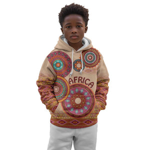 Afro Tribal Traditional Pattern Kid Hoodie Beige Motif