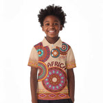 Afro Tribal Traditional Pattern Kid Polo Shirt Beige Motif