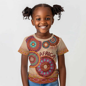 Afro Tribal Traditional Pattern Kid T shirt Beige Motif