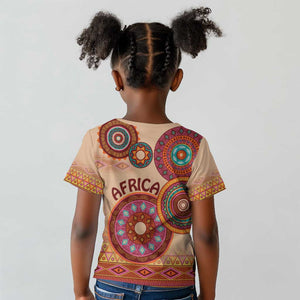 Afro Tribal Traditional Pattern Kid T shirt Beige Motif