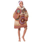 Afro Tribal Traditional Pattern KId Wearable Blanket Hoodie Beige Motif