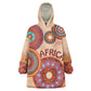 Afro Tribal Traditional Pattern KId Wearable Blanket Hoodie Beige Motif