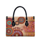Africa Tribal Traditional Pattern Leather Bag Beige Motif