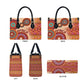 Africa Tribal Traditional Pattern Leather Bag Beige Motif