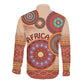 Afro Tribal Traditional Pattern Long Sleeve Button Shirt Beige Motif