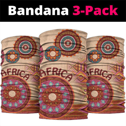 Afro Tribal Traditional Pattern Neck Gaiter Beige Motif LT9