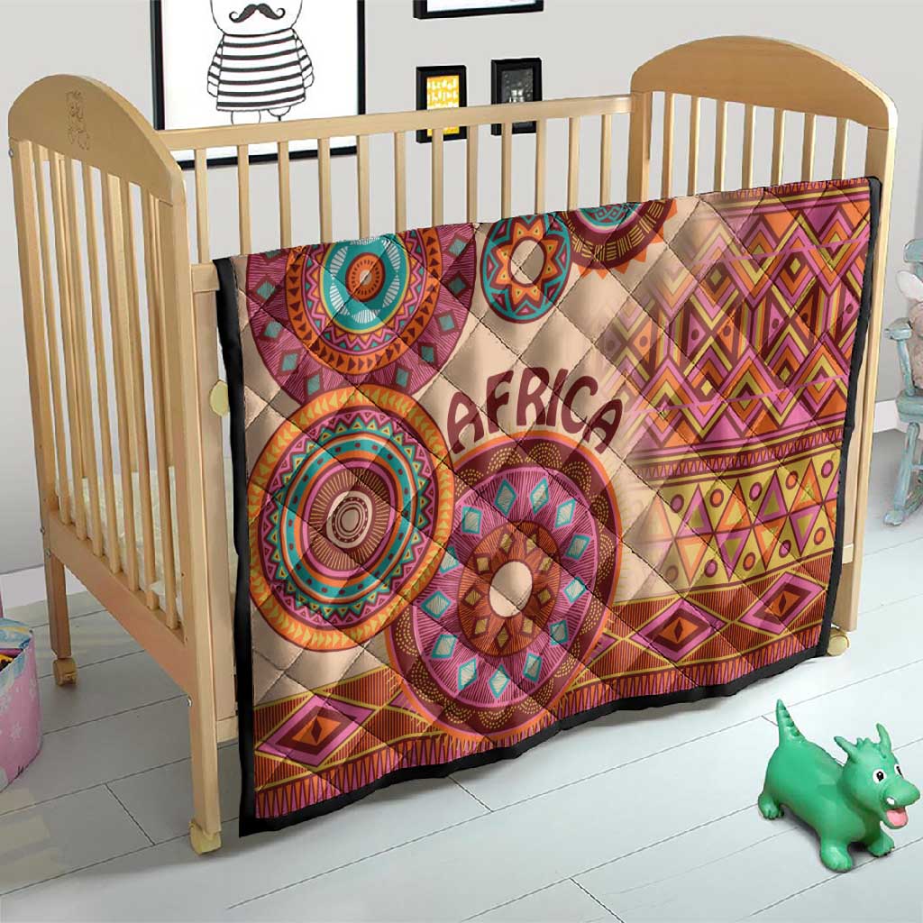 Afro Tribal Traditional Pattern Quilt Beige Motif